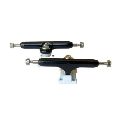 black white fingerboard trucks